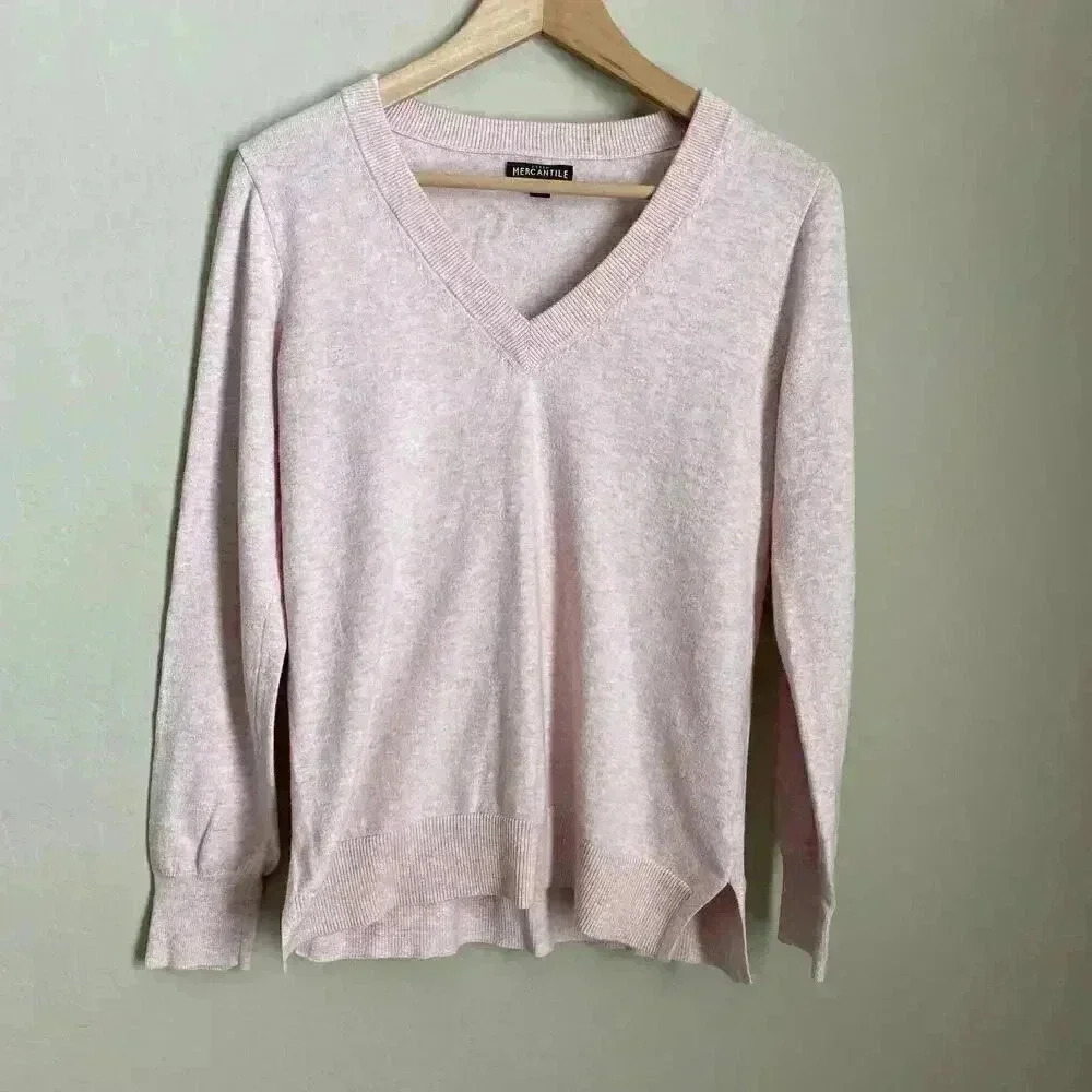 J Crew Mercantile Cotton V Neck Sweater‎ Set of 2 Blue Pink Size Small S